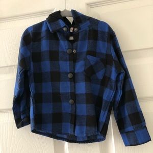 NEVER WORN infant flannel shirt with hood. Size 12 months